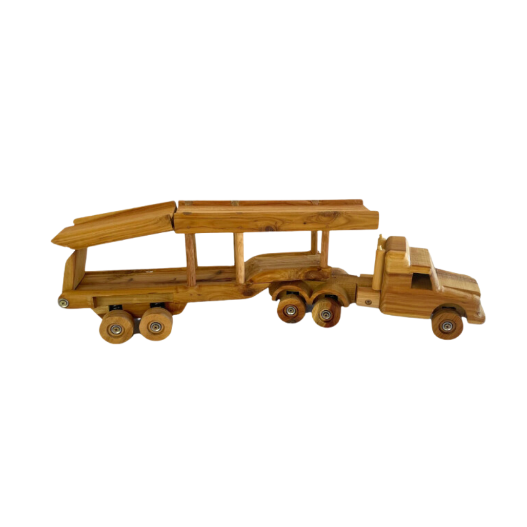 Janod - From 2 years old - Large Wooden Car Carrier - 4 Wooden Cars Included - Develops Imagination - J08572 Janod - From 2 years old - Large Wooden Car Carrier - 4 Wooden Cars Included - Develops Imagination - J08572