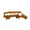 Wooden car carrier toy in profile, with a detailed prime mover and ramps displayed, ready for loading toy cars. - Kids Toy | Imagination Toy Shop