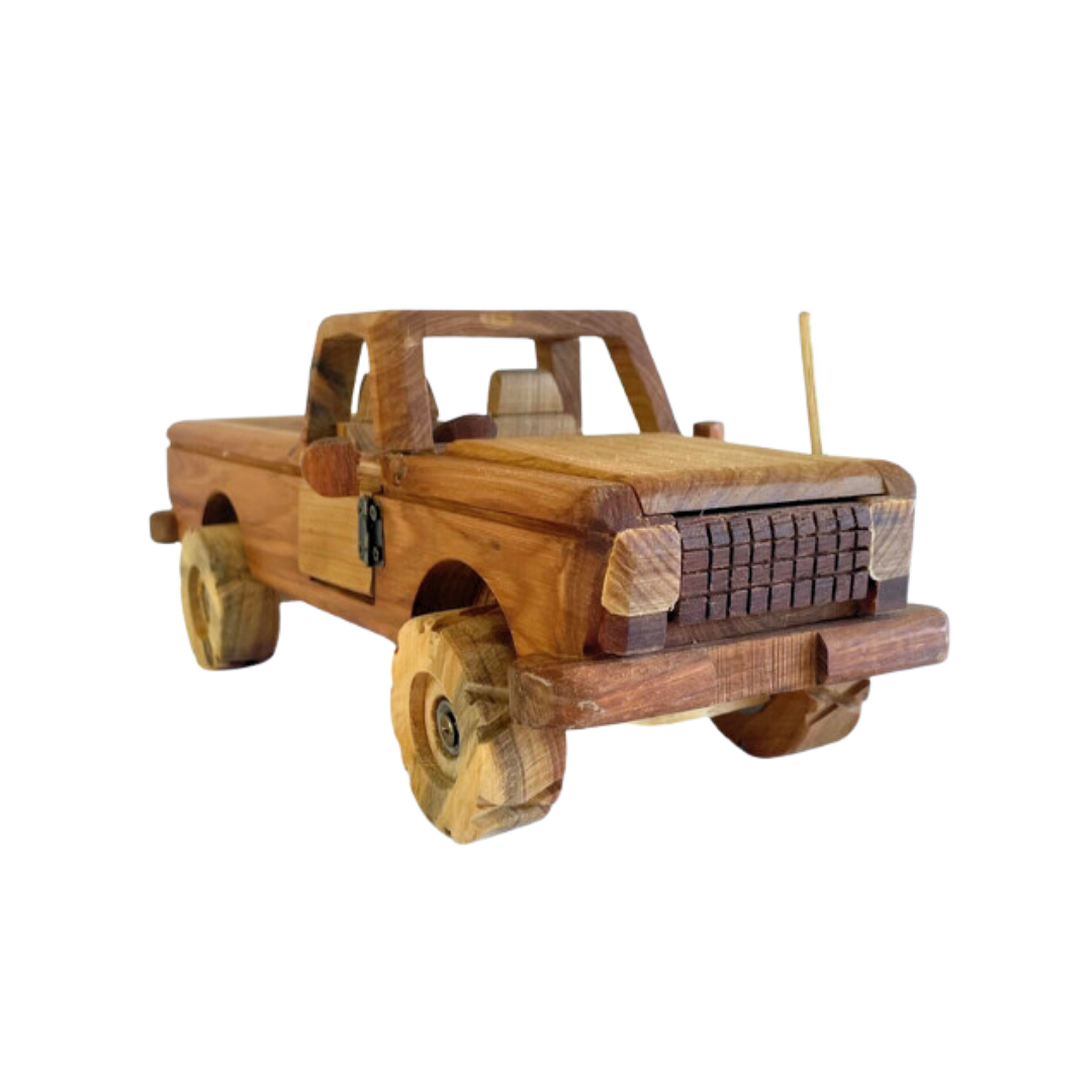 Handcrafted wooden toy pickup truck with detailed cabin. - Kids Toy | Imagination Toy Shop