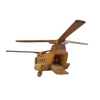 Rear view of a handcrafted wooden Chinook helicopter showcasing the open ramp and movable gun placements for interactive play. - Kids Toy | Imagination Toy Shop