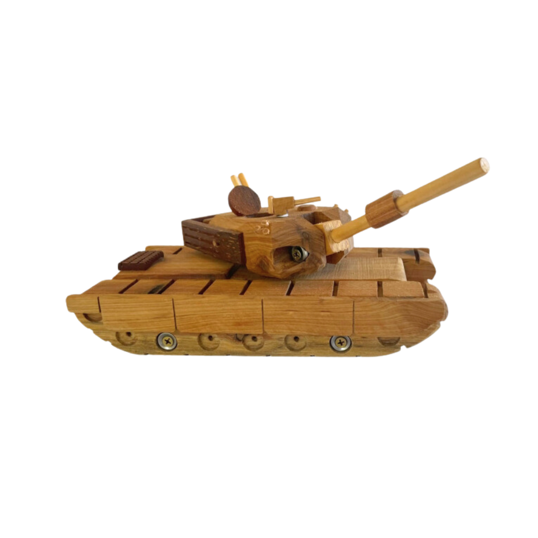 Handcrafted Wooden Military Tank Toy with Rotating Turret | Imagination ...